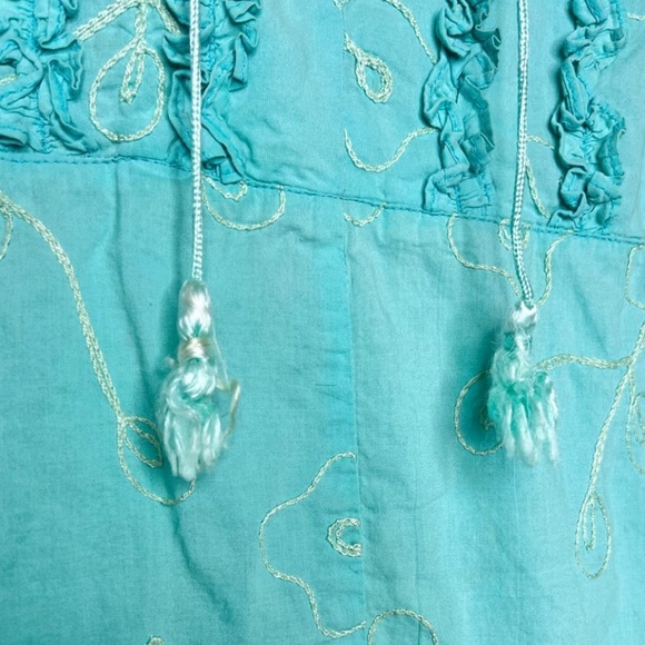 Sandy Starkman Vintage Women's Long Sleeve Floral Embroidered Top Blue Size XL - Picture 6 of 15